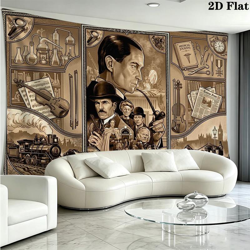 Tapisserie murale Sherlock Accroche murale esthétique Couverture en tissu imprimé Tapisseries décoratives pour chambre à coucher salon décoration intérieure