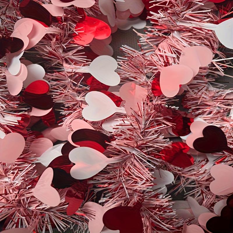 1 Stück - Roter & Blumiger Kranz mit Rosa & Blumen, Langlebige Kunststoff-Partydekorationen für Weihnachten, Hochzeiten, Valentinstag