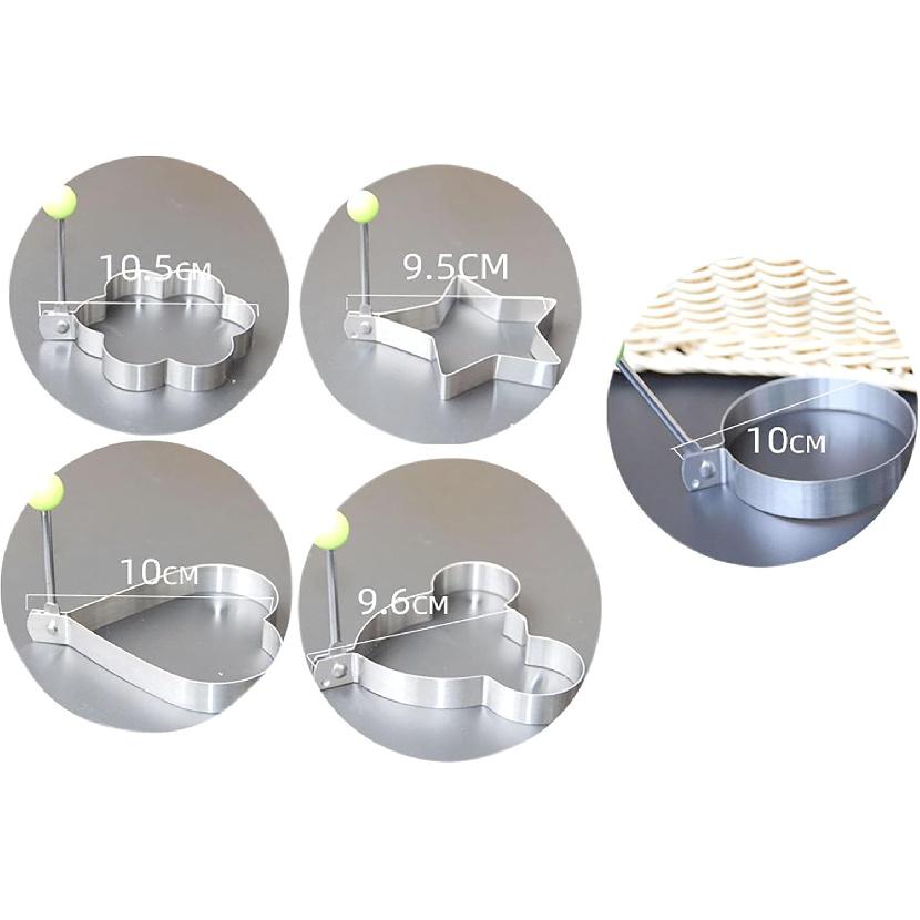 Stainless Steel Egg Molds, 5 Pack 3.5 Inch Different Shape Silver Egg Ring Molds for Cooking and Griddle of Flapjack, Bread and Chocolate