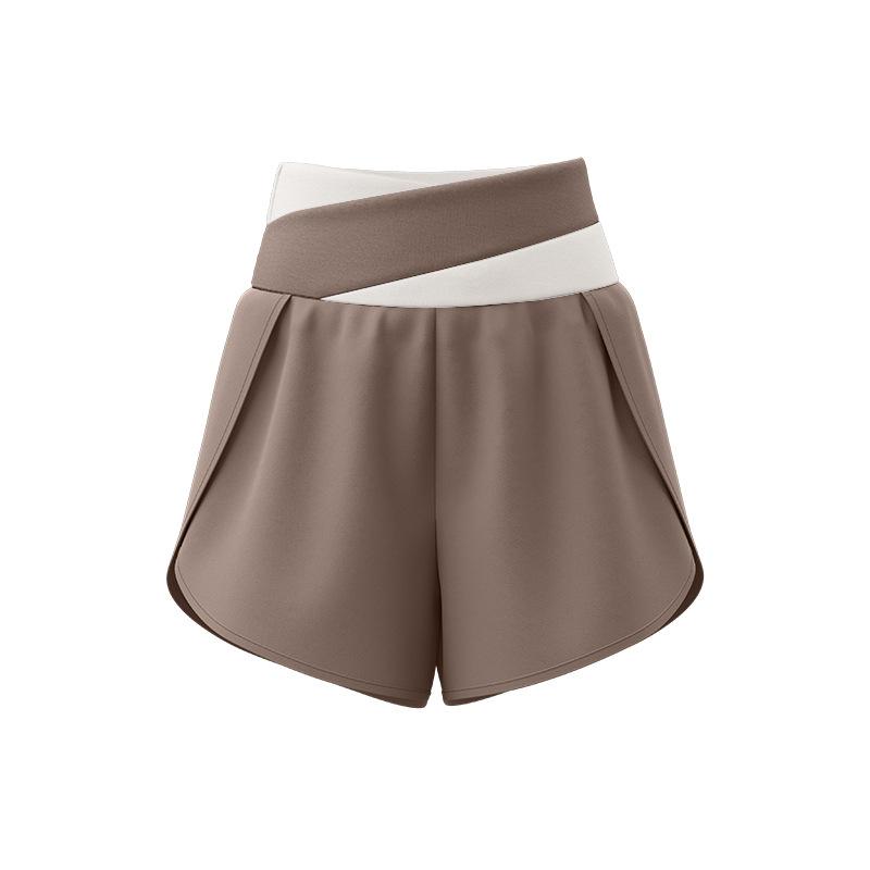 Contrasting color splicing yoga suit women's high waist shorts short sleeves professional Pilates training sportswear
