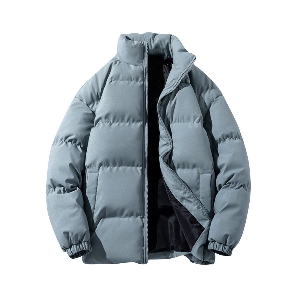 Winter  Solid Color Stand Collar Loose Thickened Cotton Jacket Casual Cotton Coat