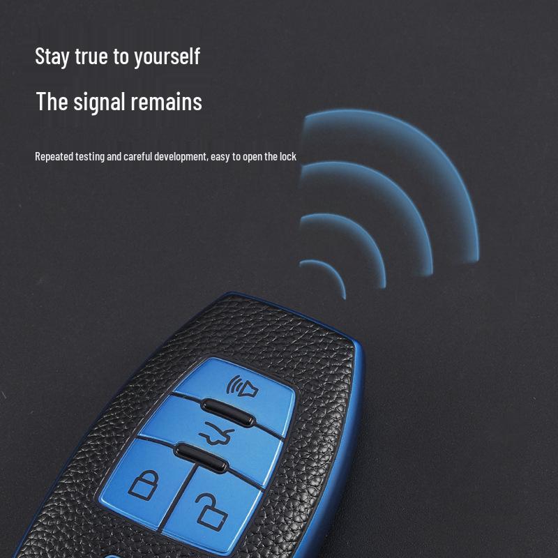 BAIC Key Case for Senova D50/D70, Zhixing X55/X65 - Leather Pattern Key Chain