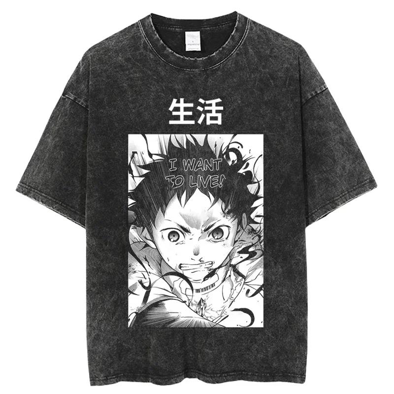 T-Shirts Druck T-Shirt Kurzes Oberteil Y2k Sommer Harajuku Oberteile Heißes Japanisches Anime Deadman Wonderland T-Shirt Gewaschen