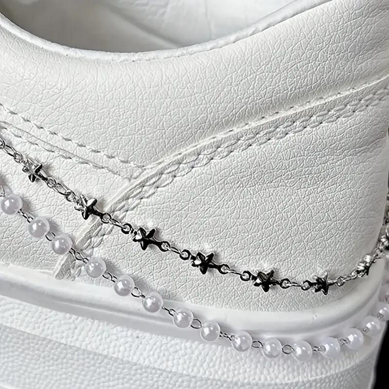 New Multifunctional Fashion Shoe Chain Personality All-match Star Love Pearl Double-layer Shoe Chain Punk Hip-hop Trend Accessories