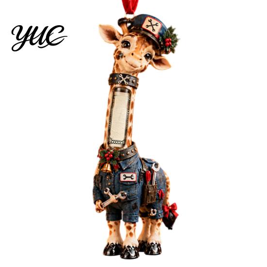 Acryl Hangende Sieraden Giraffe Kerst Geldhouder Ornament, Geldclip Decor voor Ruimtebesparende Kerstboomzak Auto, Schattige Beroepsfiguur, Decoraties