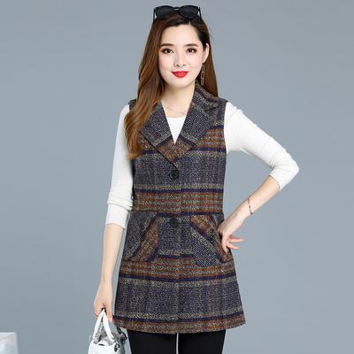 Sleeveless Women Jacket Single-Breasted Spring Autumn Vest Coat Fashion Plaid Casual Female 5XL Loose Size Waistcoat