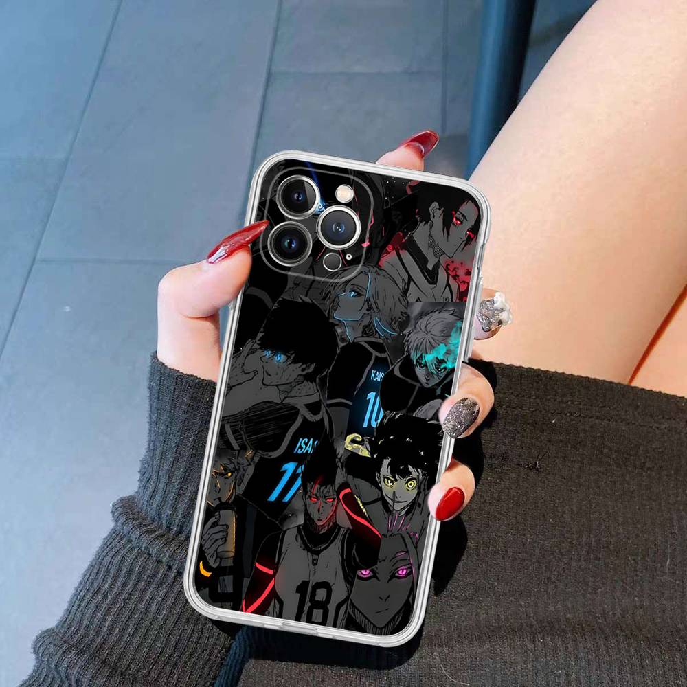 Football Anime B-Blue L-Lock Transparent Soft Phone Case For IPhone 15 12 14 16 17 13 Plus 11 Pro Max 13 Pro