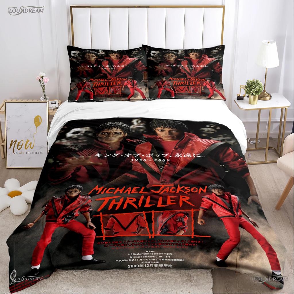 Michael Jackson Casal Ganzjahres-Bettwäscheset mit weichem Bettbezug und Kissenbezügen, erhältlich für Jungen in den Größen Einzel-/Doppel-/Queen-/Kingsize.
