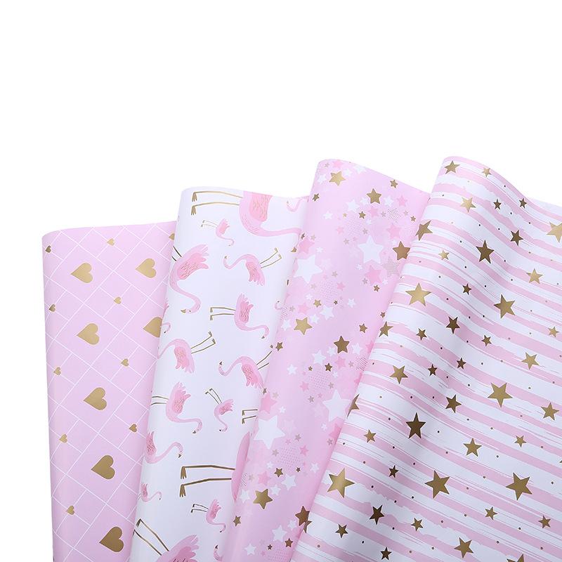 4 Pack Gift Wrapping Paper Premium Glossy Art Paper Pink 50x70cm Gift Wrap Sheets for Birthdays, Weddings,Valentine's Day