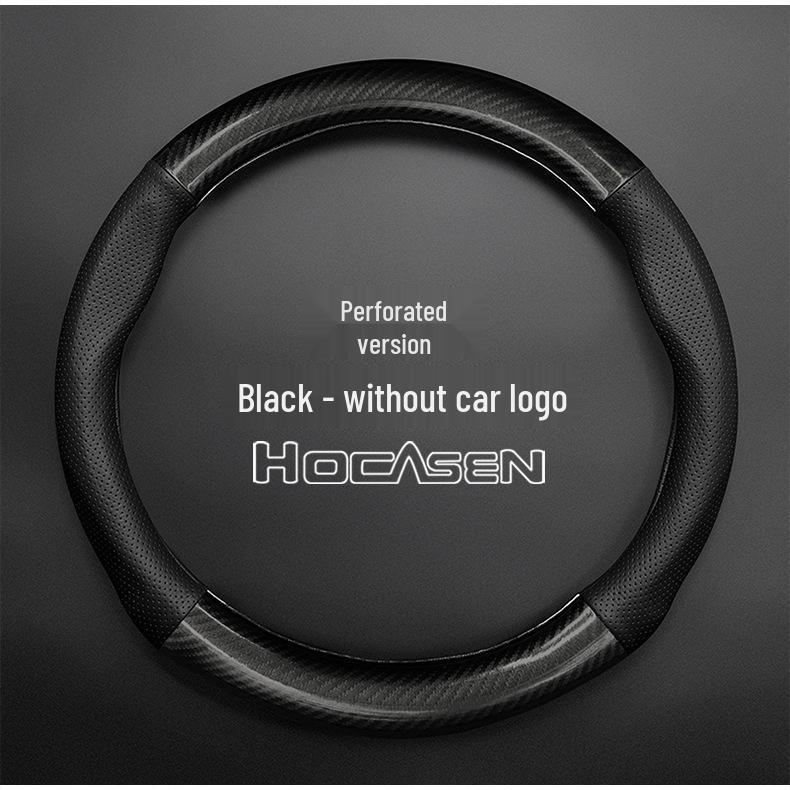 BMW Mini Cooper Steering Wheel Cover: Genuine Leather & Carbon Fiber Handle for Countryman