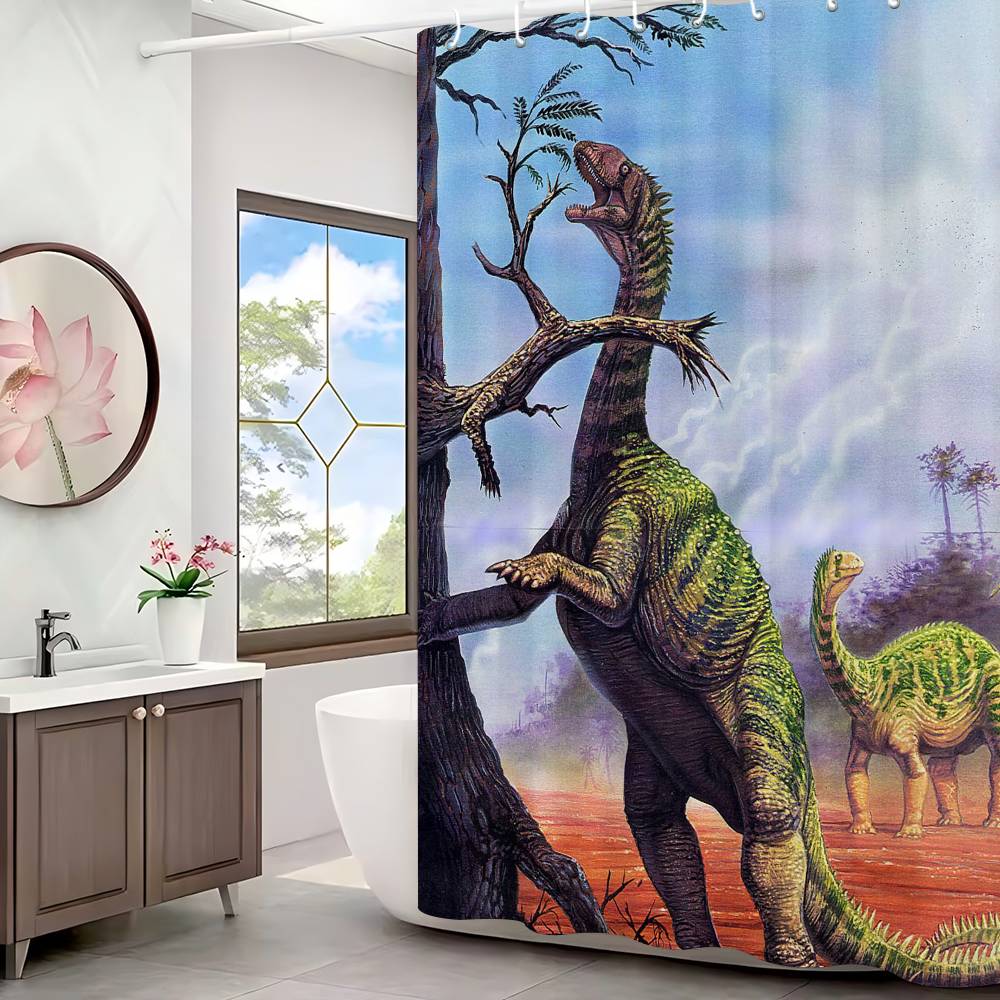 Dinosaur Art Paint Shower Curtain Bath Curtain Print Polyester Fabric Waterproof Bathroom Curtains With Hooks Bath Screen