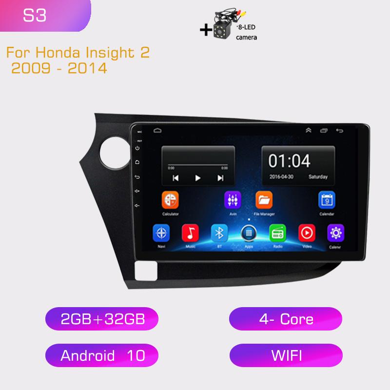 2din 8G+128G Android 10 Car Radio Multimedia Player Carplay Auto GPS Navigation NO DVD For HONDA INSIGHT 2009 2010 2011-2014