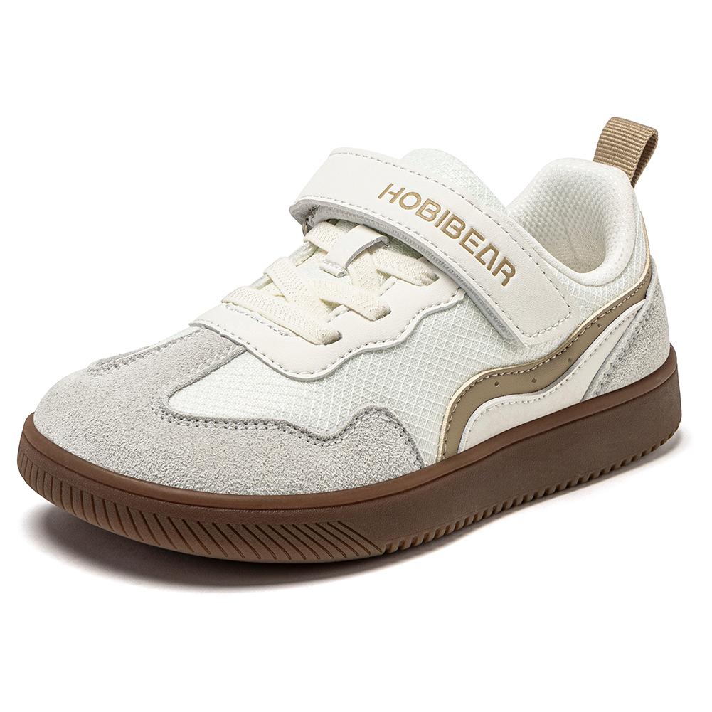 HOBIBEAR Kinder Weite Zehen Barfußschuhe Klettverschluss Minimalistische Sneaker Kunstleder Netz Retro Wanderschuhe für Großes Kind