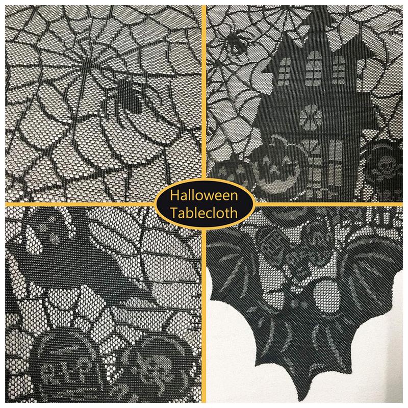 Rectangular Decorative Table Runner Halloween Tablecloth 54x108inch Black Spider Web Tablecloth Event Party Decorations Supplies