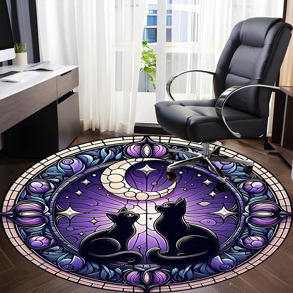 1PC Stained Cats Art Chair Carpet for Office, Indoor Non-Slip Washable Carpet, Soft Comfortable Mat For Office Room yy250930308