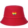 Regenbogen-Herz-Stickerei Fischerhut Mit Sonnenschutz Für Draußen Lässig Damen