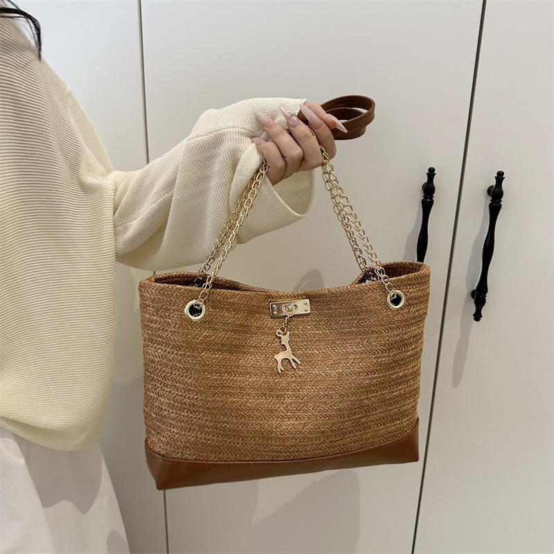Woven Bags Women's Bags Stylish and Simple Shoulder Handbags Large Capacity Commuter Tote Bags