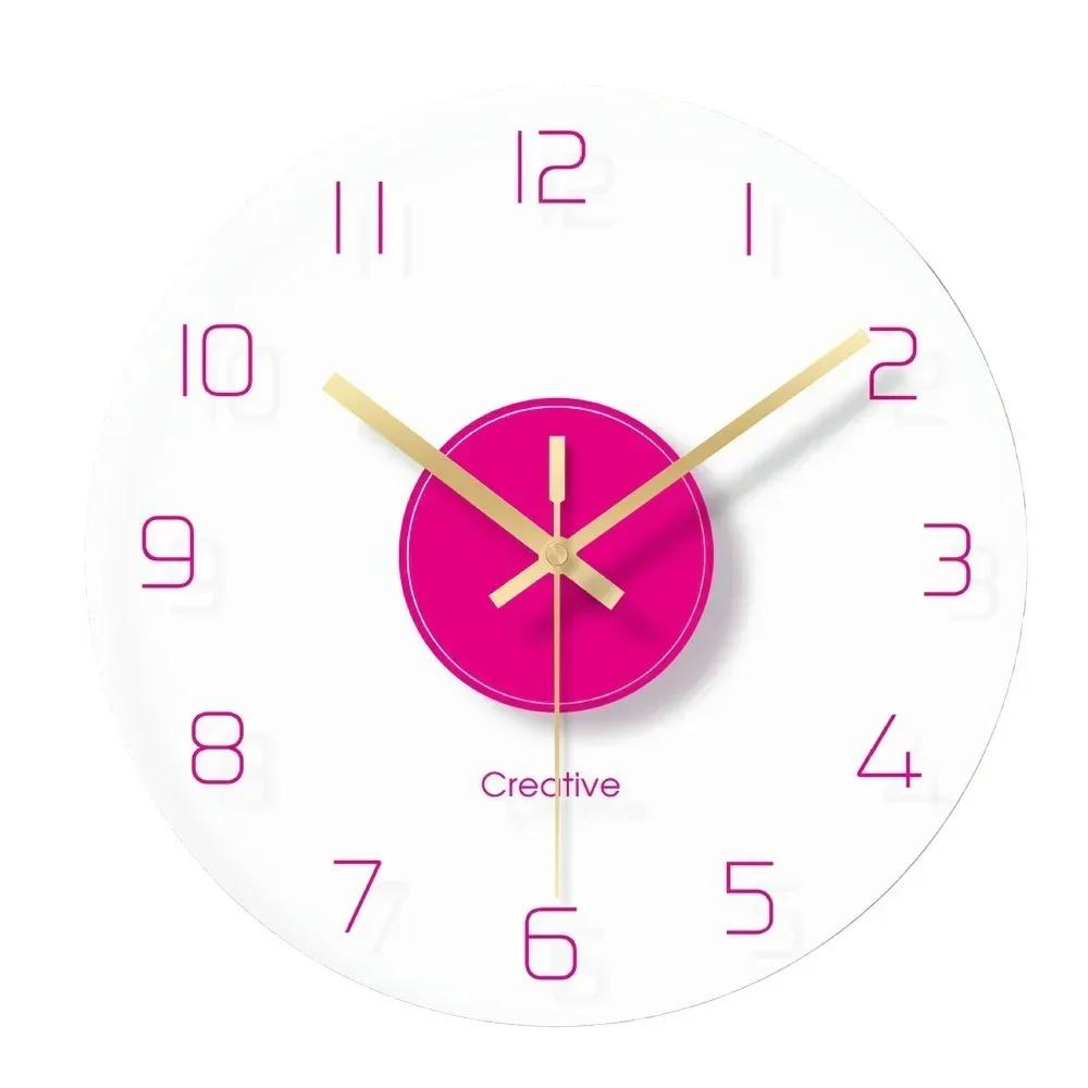 Transparent Tempered Glass Mute Wall Clock Fashion Home Furnishings Bedroom Study Decorate Birthday Christmas Gift Wall Clocks