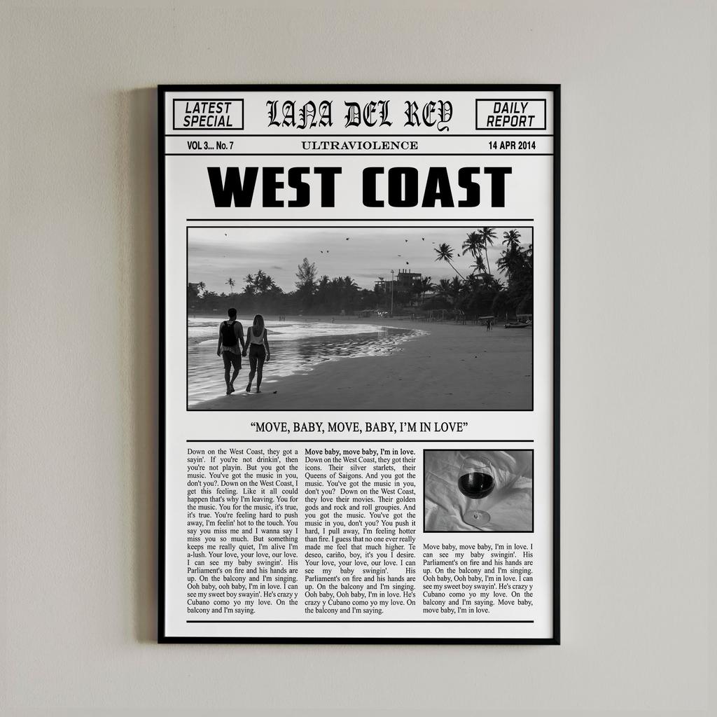 Black and White Lana Del Rey Newspaper Poster Aesthetics Girl Singer Rapper Canvas Painting Print Wall Art Mural Home Room Decor