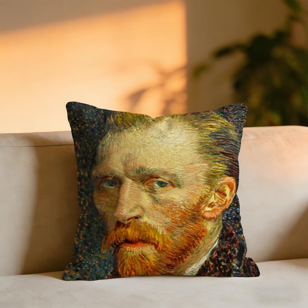 Van Goghs Works Cushion Cover Cozy Velvet Throw PillowSoft Warm Cushion For Sofa Bed
