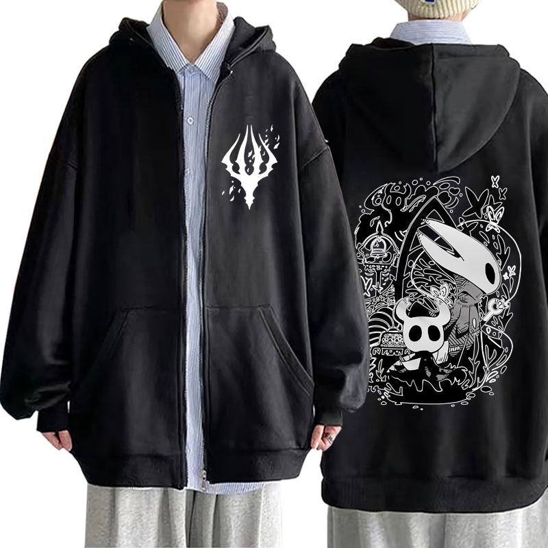 Game Hollow Knight Graphic Zipper Hoodie Men Women Clothing Cotton Casual Oversized Streetwear Male Vintage Zip Up Jacket Coat