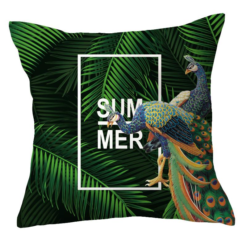 Office Chair Cushion Home Pillow Case Ins Plush Printed Pillow Case Green Plant Nordic Style Pillow