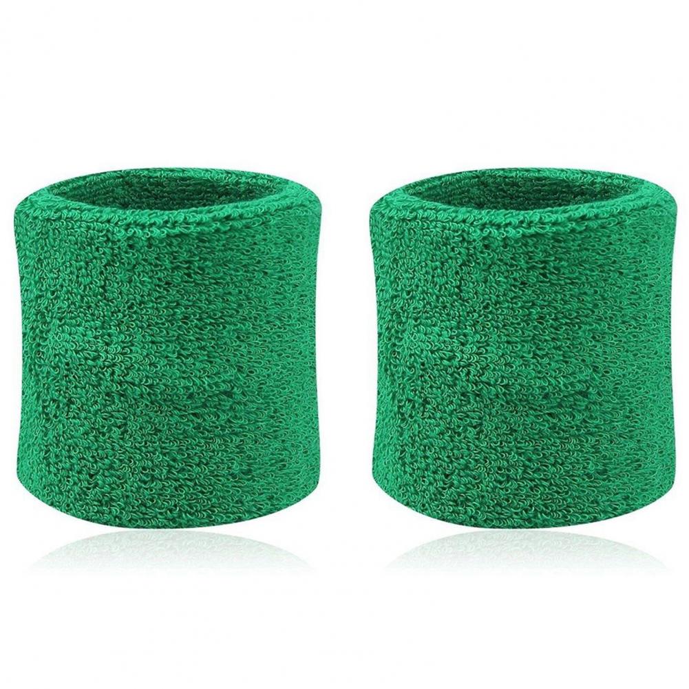 

2Pcs Wrist Sweatband Tennis Sports Wristband Volleyball Gym Elastic Brace Care Sweat Band Towel Bracelet Quick Dry Sweatband зелений