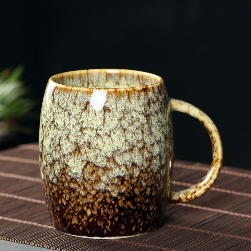 Japanese Style Coffee Cup Creative High-Capacity Kiln Change Ceramic Cup Vintage Household Office Drinkware Milk Mug Water Cup