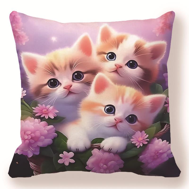

Декоративная наволочка с принтом «Пара кошек» для спальни, гостиной, квадратная подушка, наволочка 45x45cm