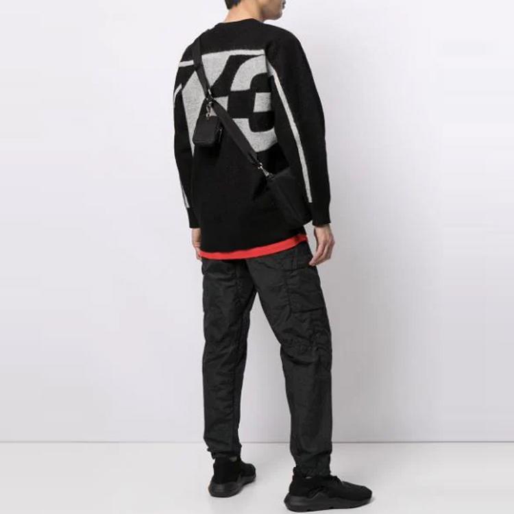 Y-3 FW21 Logo Two-Tone Jacquard Knit Sweater Men Sweater Black GV0362