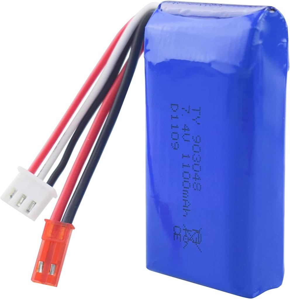 2× 7.4V 1100mAh LiPo Battery Kit with Charger – Compatible with WLtoys A949, A959, A979, K929 – High Capacity – Blue