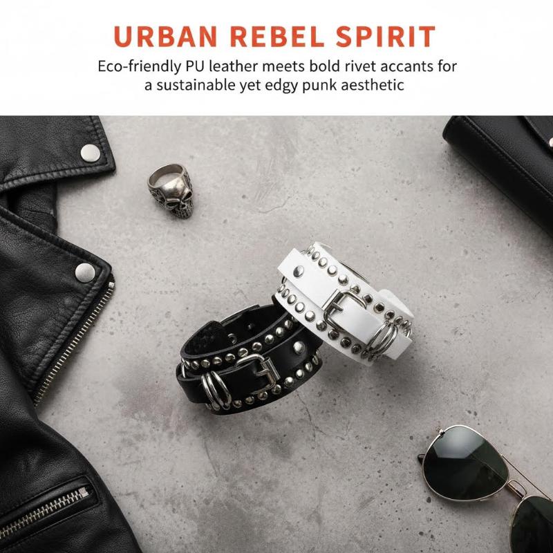 Brățară de mână din piele Manșetă Brățări Goth Punk Femei Bărbați Știfturi Nituri Stud Manșetă Cosplay Rock Bijuterii Unisex