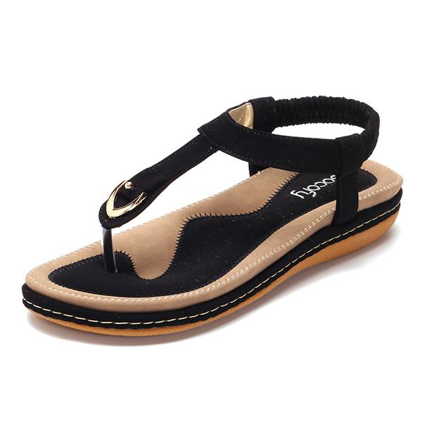 Stilvolle Socofy Damen Elastische Zehensteg-Flachsandalen für den Strand mit Hochwertigem Silikon