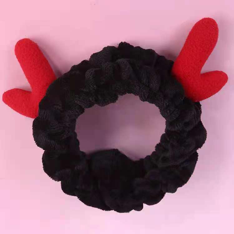 Корейская милая плюшевая повязка на голову с рожками Мэн - Мягкий пушистый рождественский аксессуар для волос