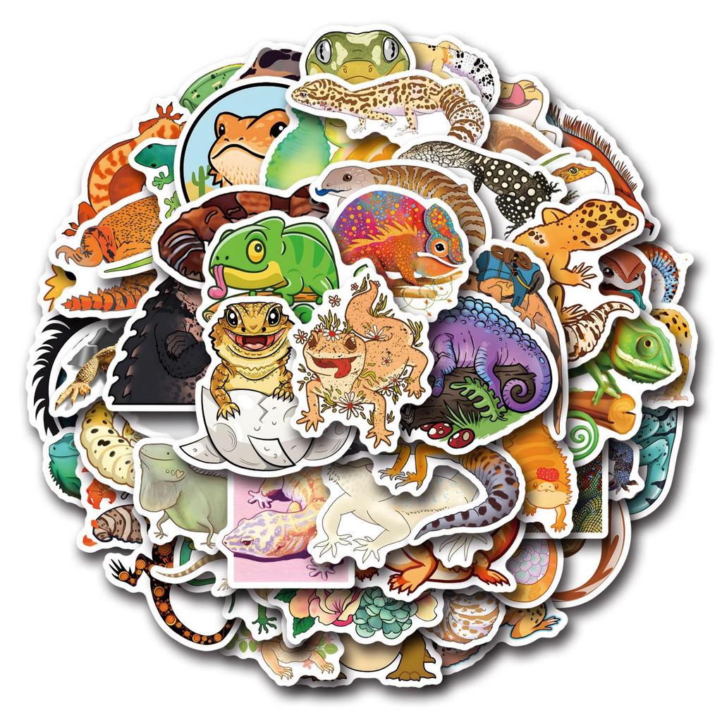 55 Cartoon Lizard Graffiti Stickers for DIY Decor - Cute Decals for Water Bottles & Suitcases
