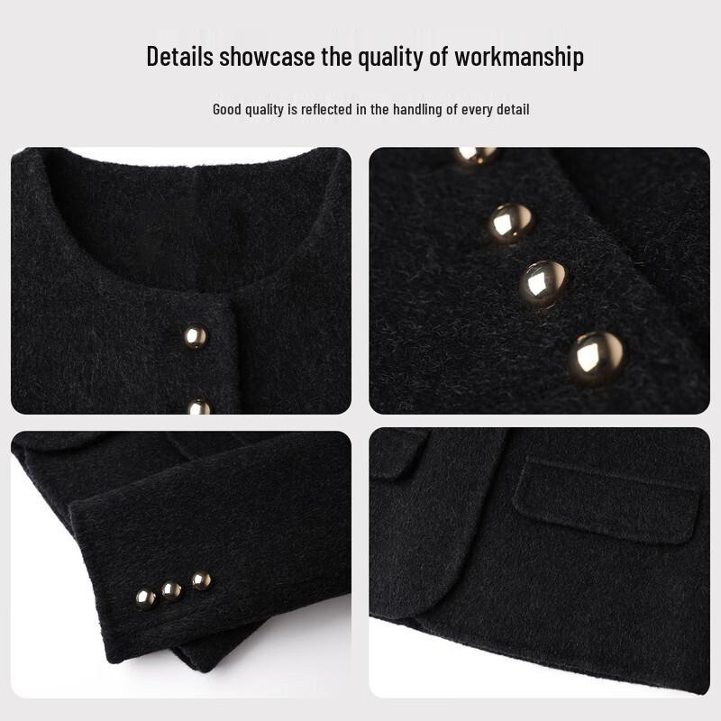 Handu Yishe Manteau Élégant Français pour Femme en Mélange de Laine Double Face