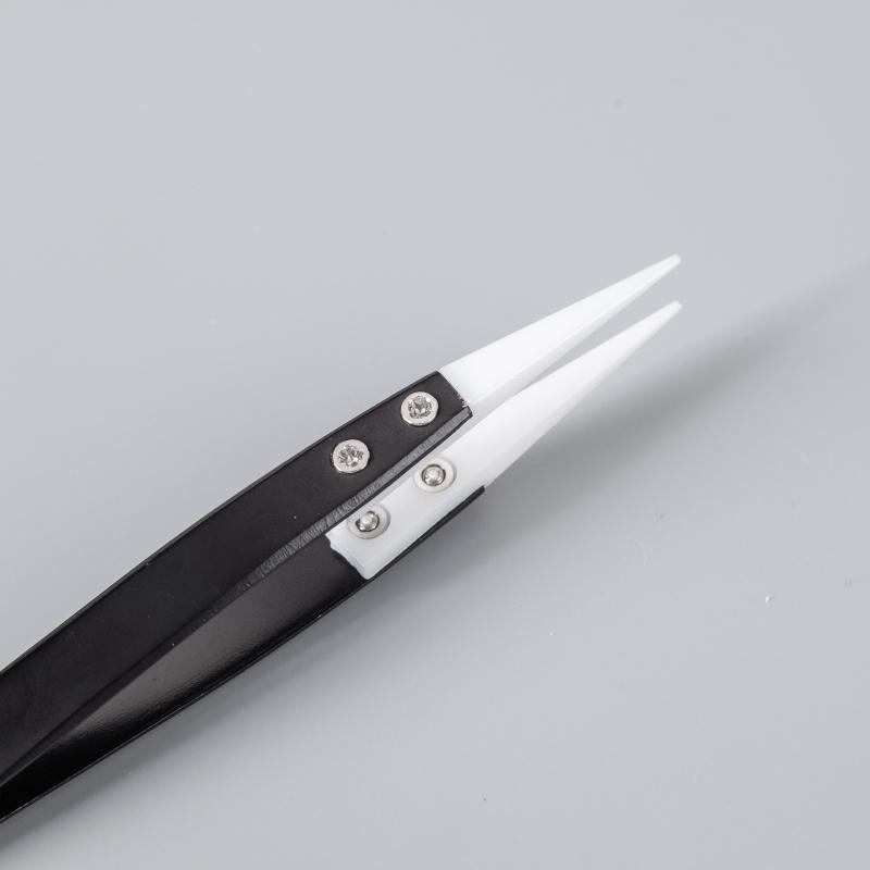 3pcs Ceramic Reverse Tweezers Non Conductive Anti-Static Heat Resistant Tweezers Little Curved/Big Curved/Straight Tweezer