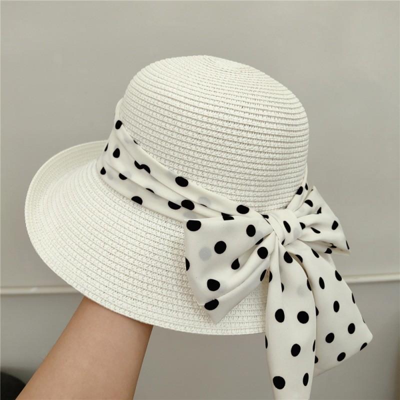 Summer new sun hat women's South Korea Dongdaemun weaving hollowed out after split fork sun protection hat fisherman hat children