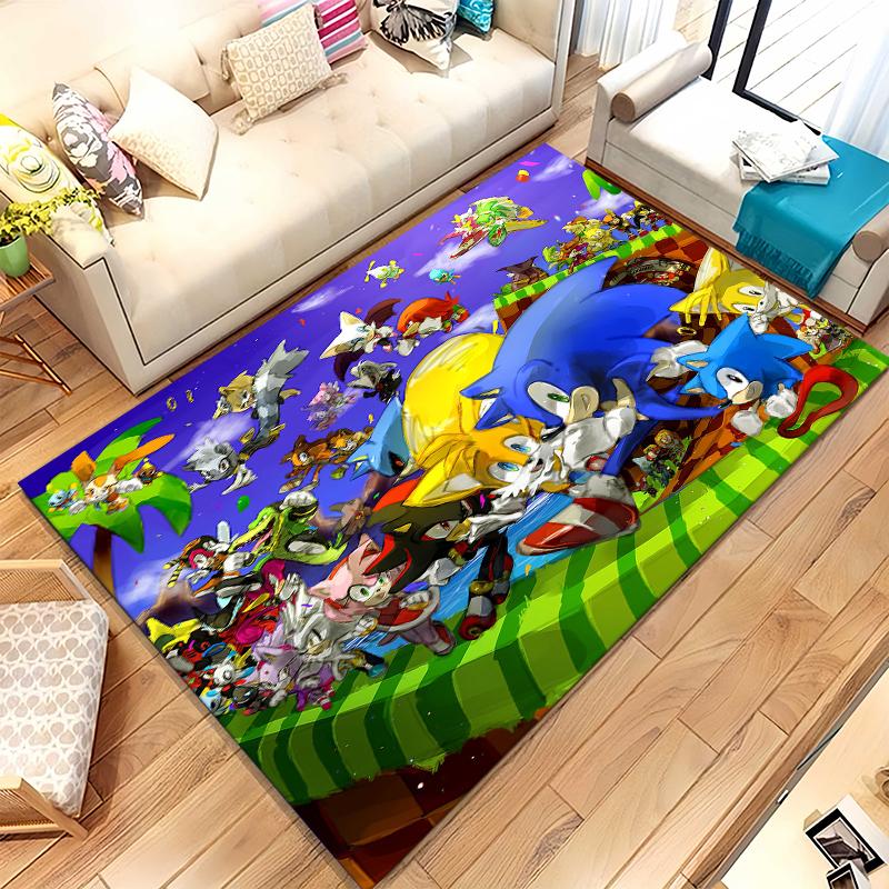 Retro S-Sonic Cartoon Games Living Room Non-Slip Area Rug Soft Carpet for Bedroom Kids Playroom Sofa,Home Decor Doormat Gift