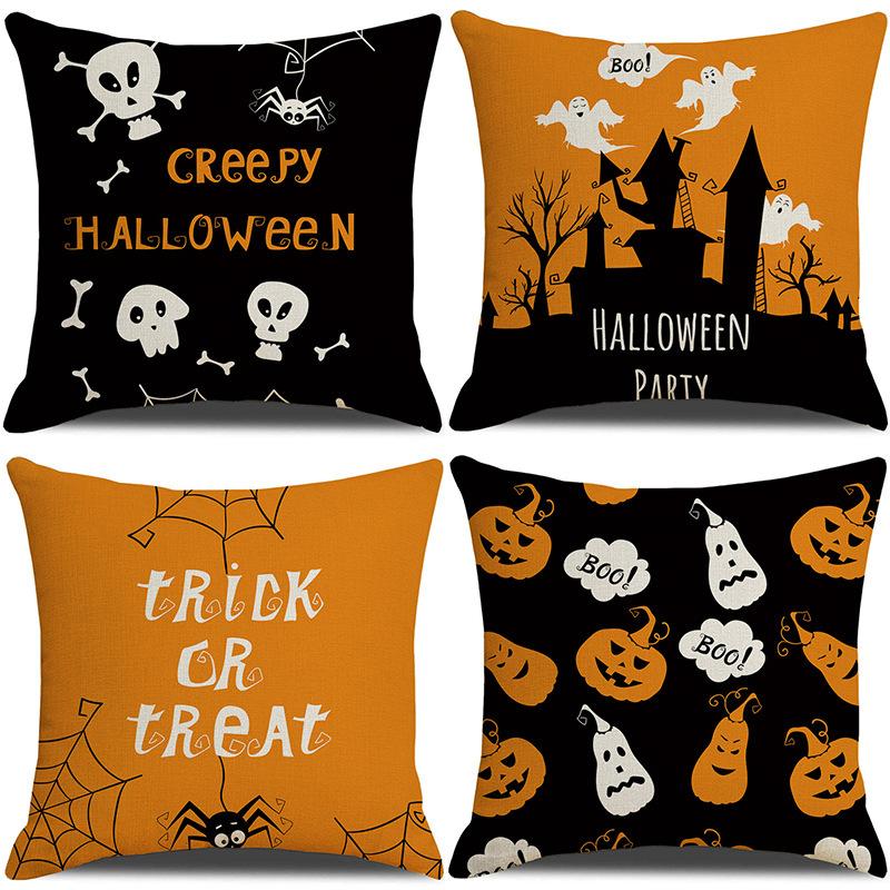 Halloween Pillowcase Pumpkin Skull Funny Ghost Cushion Cover Sofa Living Room Decoration Pillow
