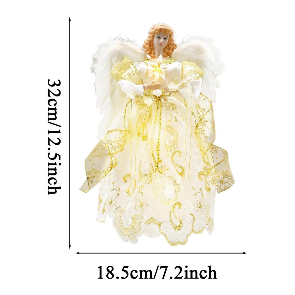 Christmas Tree Top Decor Festive Display 3D Christmas Tree Top Angel Figure For Kitchen Bedroom Living Room Apartment Dorm Hotel