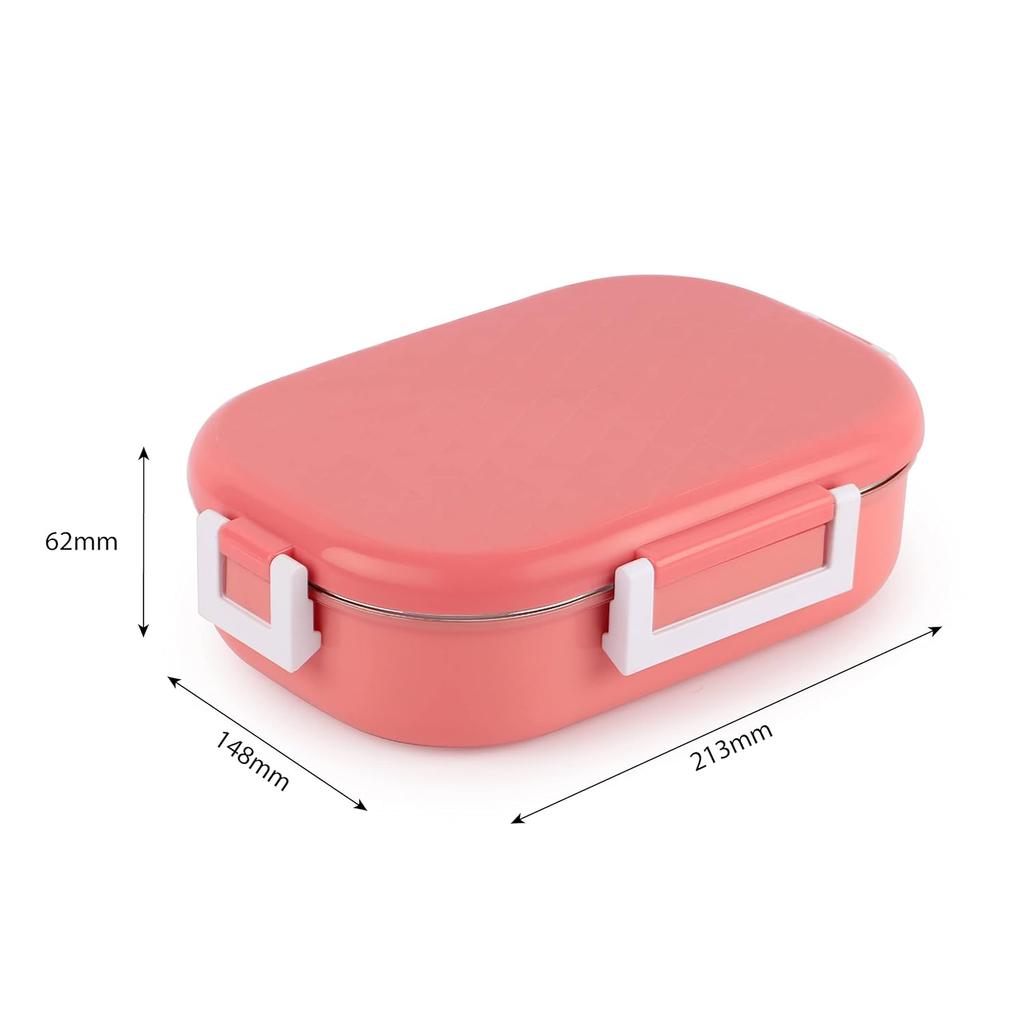 Insulated Stainless Steel Lunch Box For Kids School Picnic Travel Use With Leak-Proof Locking Lid And Microwave Safe Neo Pink Set