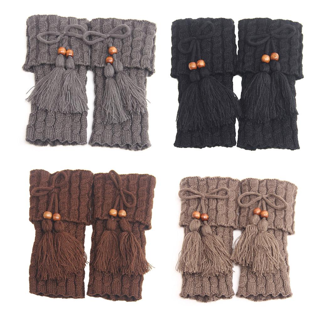 Women's Winter Warm Trim Leg Warmers Socks Crochet Knitted Boot Cuffs Toppers
