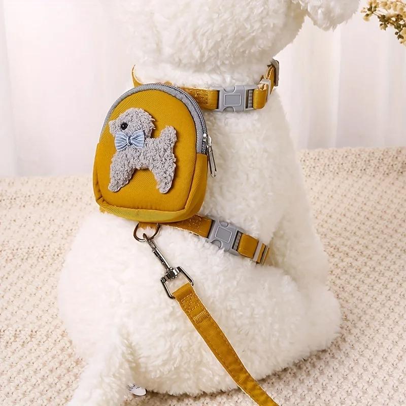 Colete ajustável macio para animais de estimação com mochila e coleira para cães pequenos e médios - perfeito para aventuras ao ar livre e para carregar guloseimas