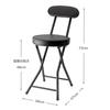 Pearl Metal Folding Pipe Chair, Limited Edition, Matte Black, 73cm High, Backrest, Compact Chair, BLKP Black, N-7572