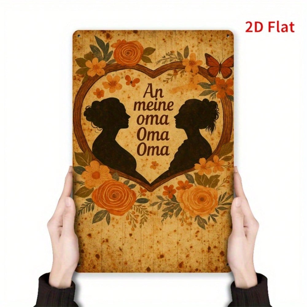 Vintage Heart Flower Metal Sign Wall Decor Gift For Mom Grandma