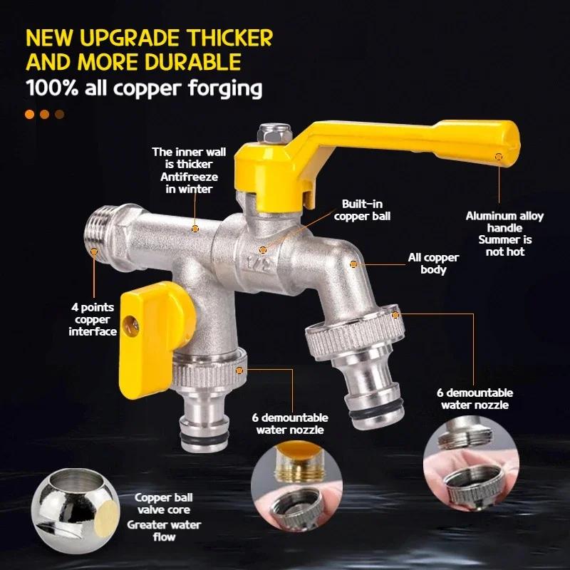 4 Punkte Alle Kupfer Außenhahn Frostschutzmittel Eins in Zwei aus dem Hofgarten Doppelwasser Außen Blumenhahn