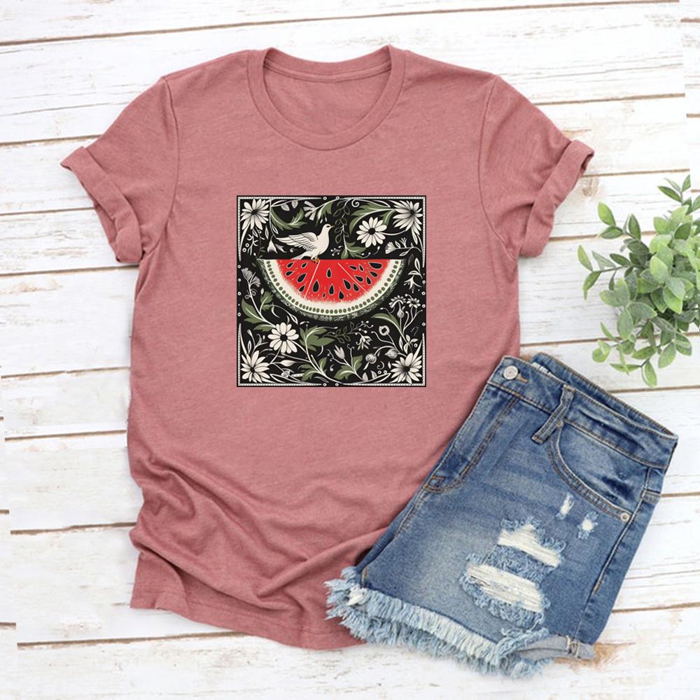 Watermelon Flag Tshirt This Is Not A Watermelon T-Shirt Short Sleeve Unisex Graphic T Shirts Peace and Love Tee Streetwear Tops
