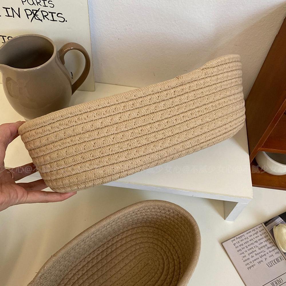 Kvinner Håndvevd Gave Skrivebord Diverse Oppbevaringskurv Nordisk Bomullstau Kosmetikkoppbevaring