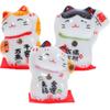 Wakauto 3 Pcs 1" Lucky Cat Statue Japanese Maneki Neko Waving Cats Ceramic Figurines Feng Shui Miniature Animal Statue Decoration for Shop, Home, Car